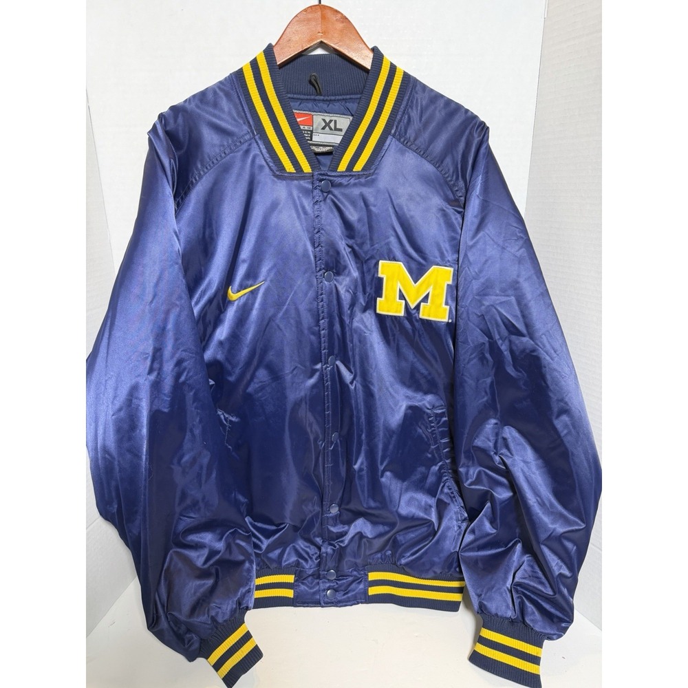 Vintage Nike University of Michigan Satin Bomber Jacket Size XL